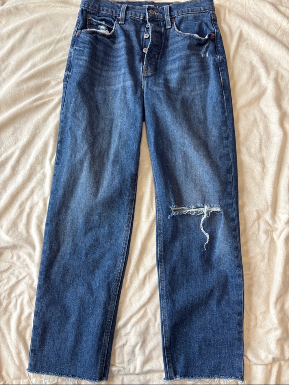 Old Navy Women’sDistressed Straight-Leg Jeans - Blue